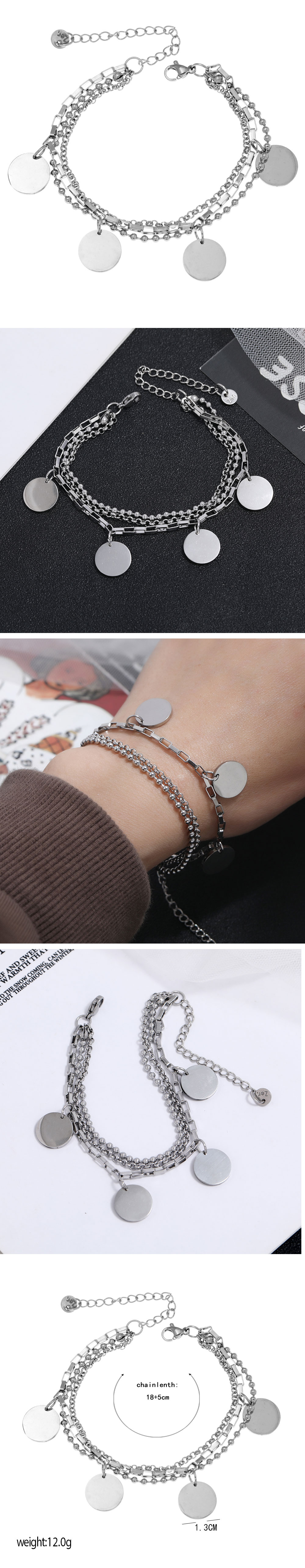 Korean Fashion Simple Stainless Steel Simple Round Bracelet display picture 1