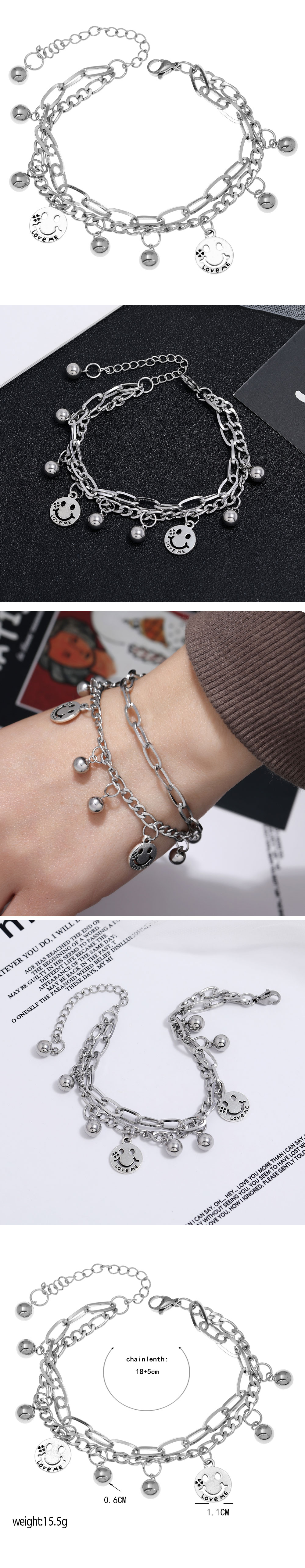 Korean Fashion Simple Stainless Steel Wild Smiley Face Bracelet display picture 1