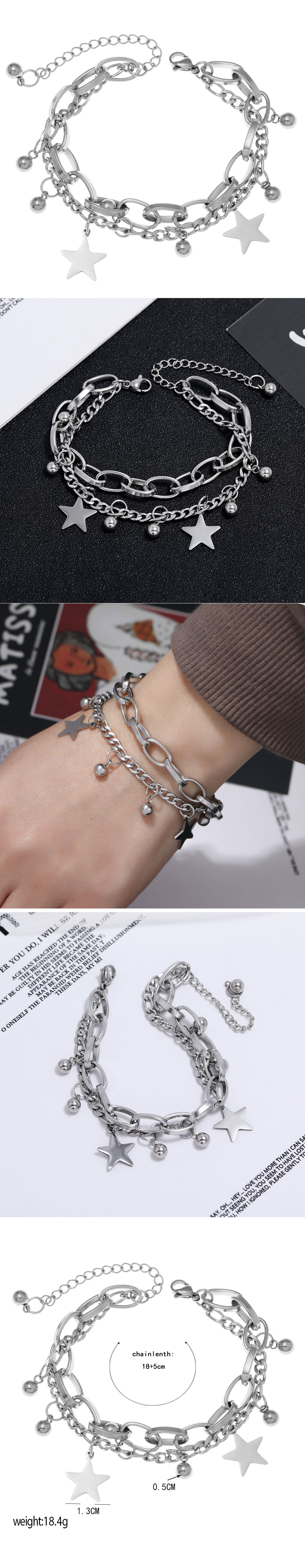 Korean Simple Stainless Steel Lucky Star Bracelet display picture 1