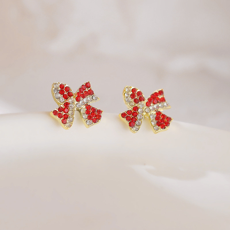 New Fashion Diamond Bow Earrings display picture 3