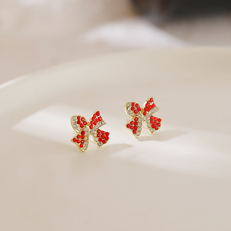 New Fashion Diamond Bow Earrings display picture 5
