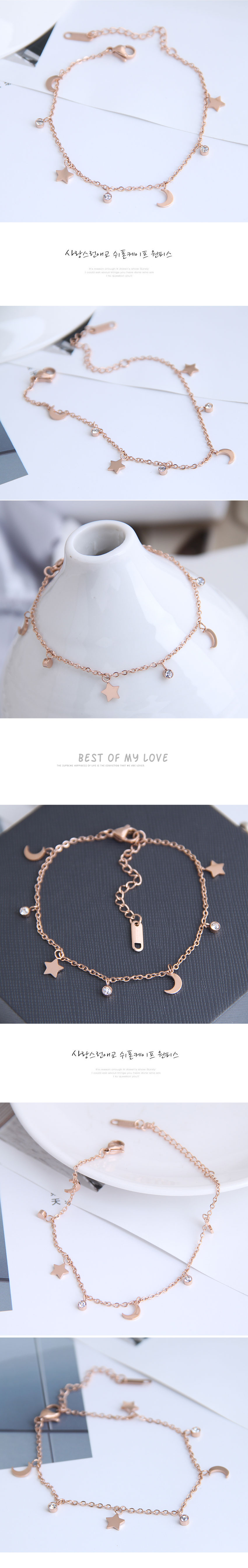 Korean Fashion Titanium Steel Star Moon Bracelet display picture 1