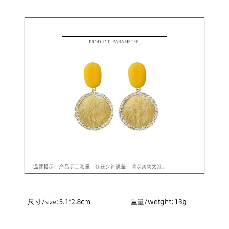 Korea Rhinestone Plush Round Earrings display picture 1