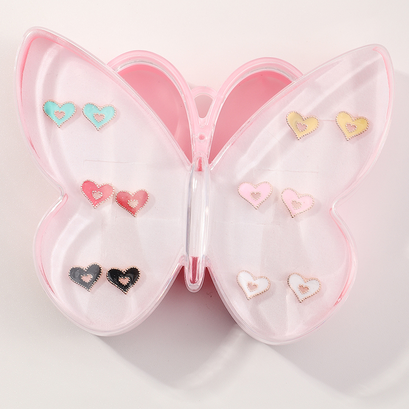 Fashion Cute Candy Color Alloy Dripping Love Earrings Set display picture 2