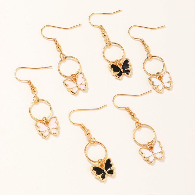 New Alloy Oil Dripping Butterfly Earrings Set display picture 1