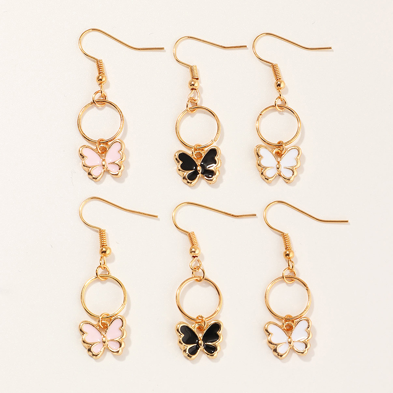 New Alloy Oil Dripping Butterfly Earrings Set display picture 2