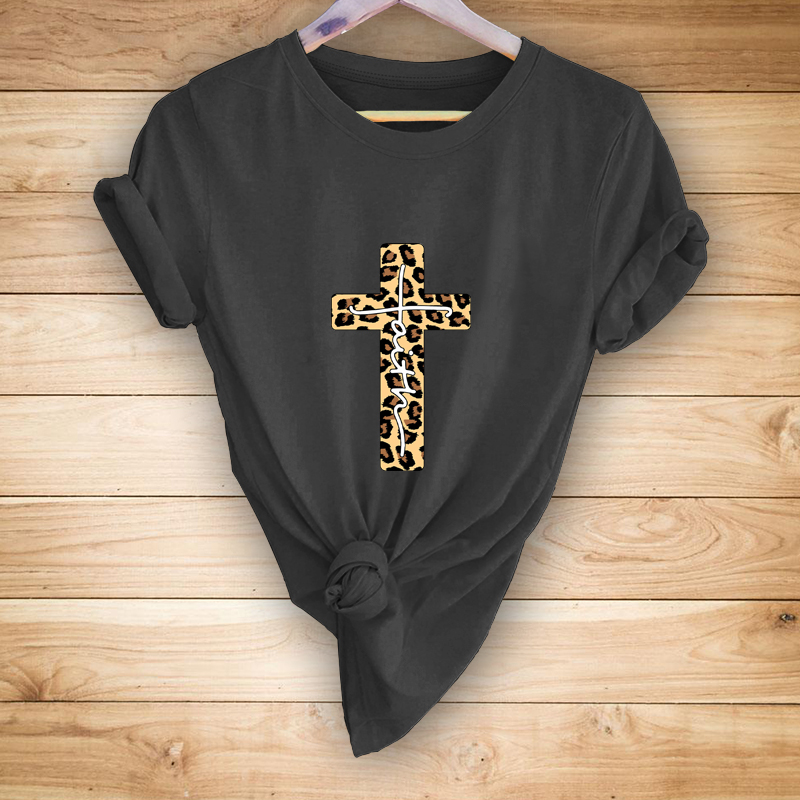 Fashion Leopard Cross Print Casual T-shirt display picture 2