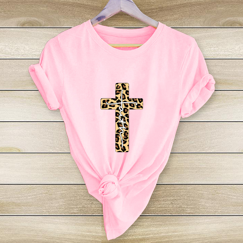 Fashion Leopard Cross Print Casual T-shirt display picture 3