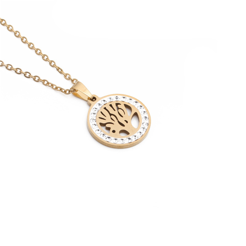 Ig Style Simple Style Life Tree Crown Stainless Steel Plating Inlay Shell Zircon Pendant Necklace display picture 8