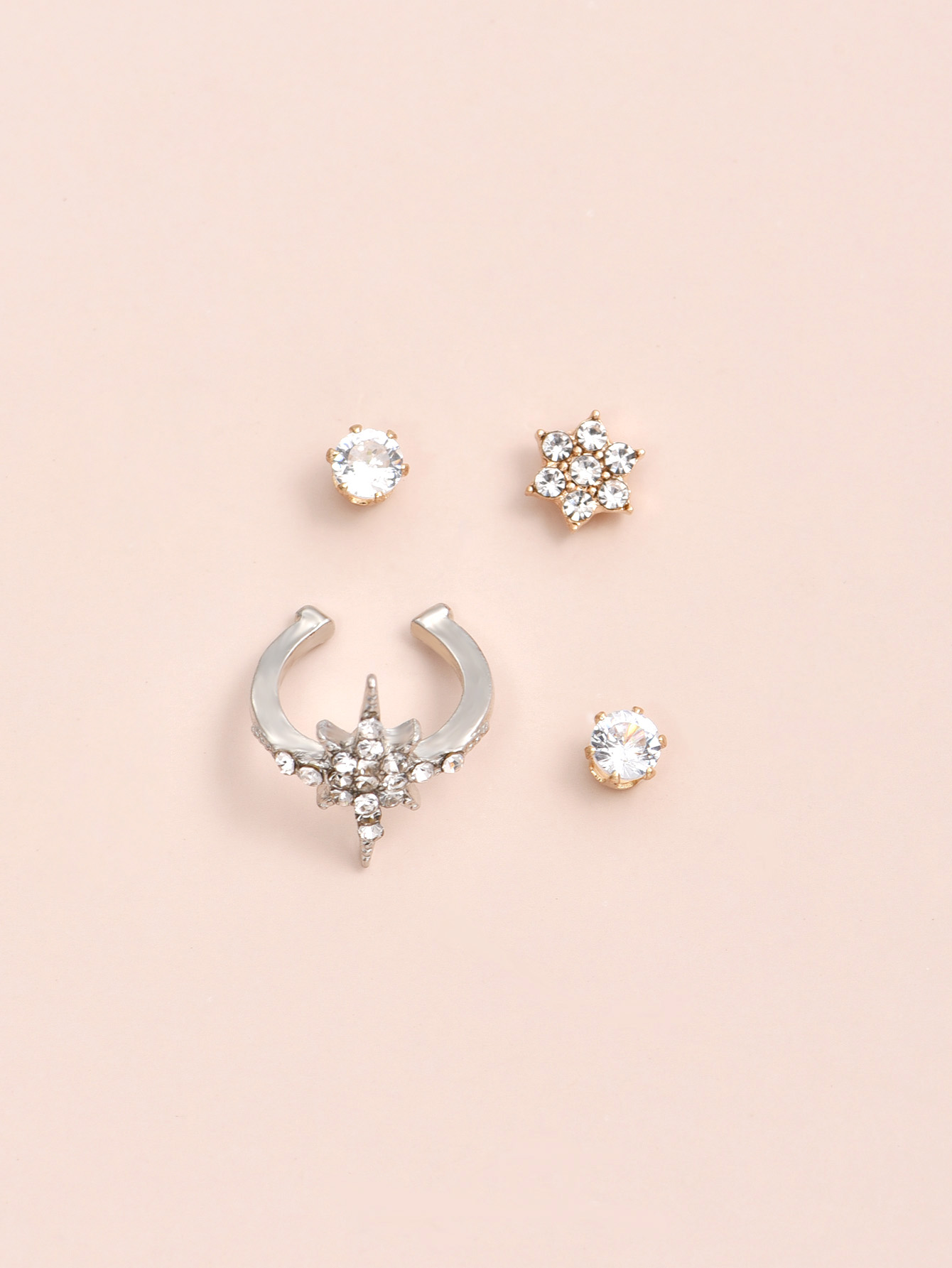 Punk Diamond Star Earrings Set display picture 2