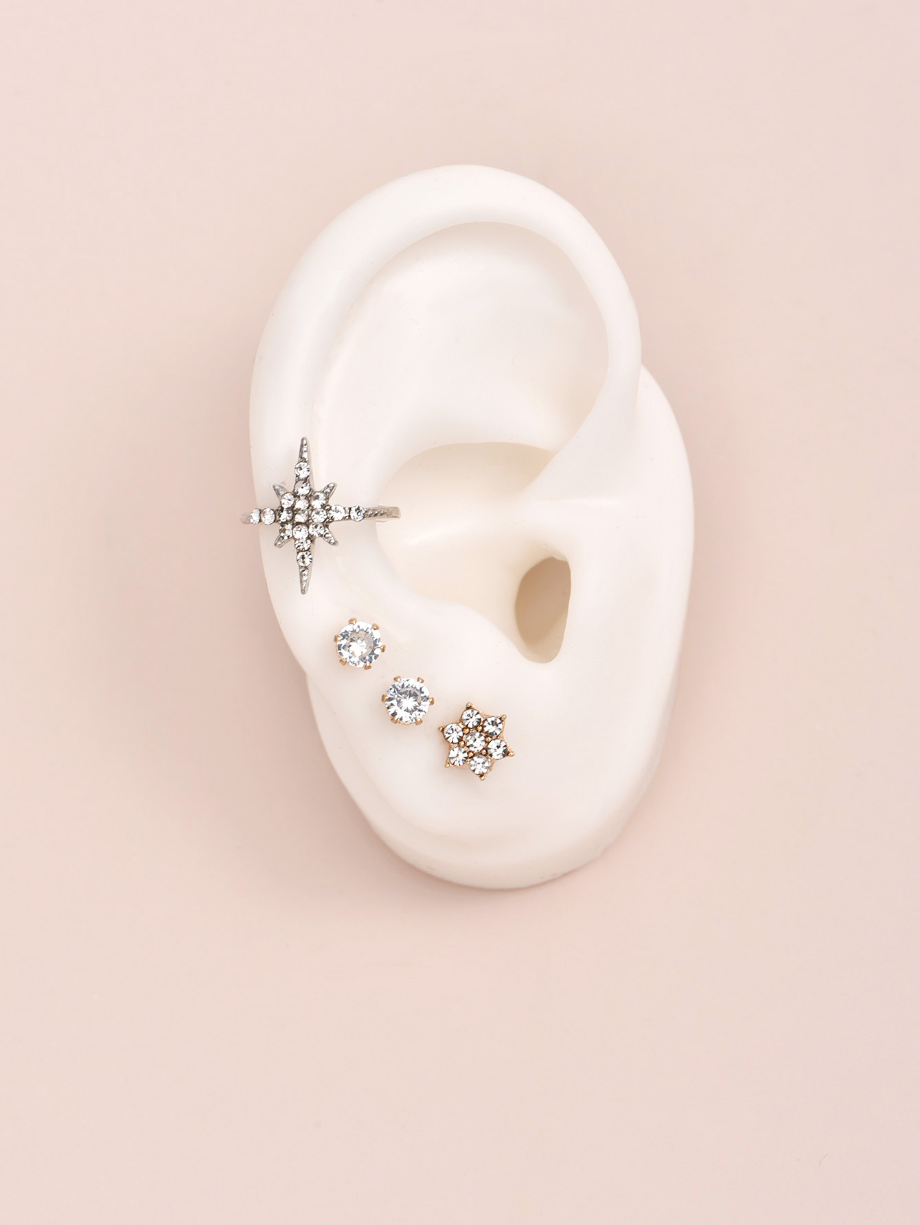 Punk Diamond Star Earrings Set display picture 3