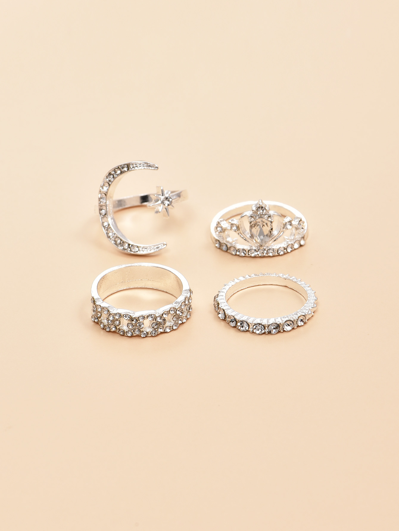 New Fashion Star Diamond Yellow Crown Ring Set display picture 1