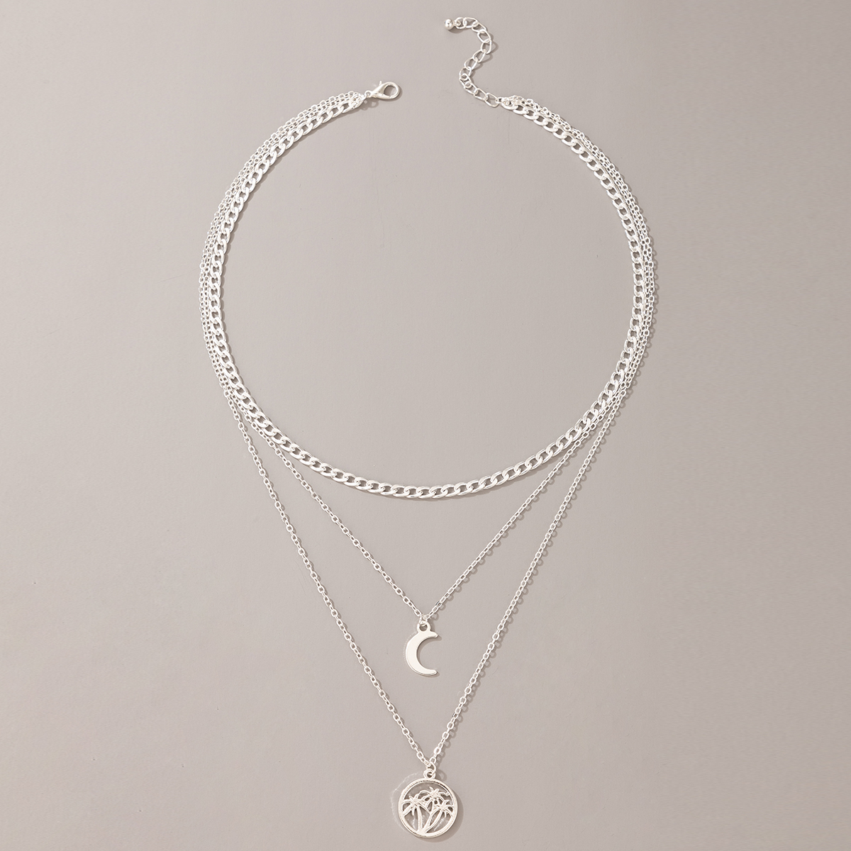 Simple Moon Coconut Multilayer Pendant Necklace display picture 5