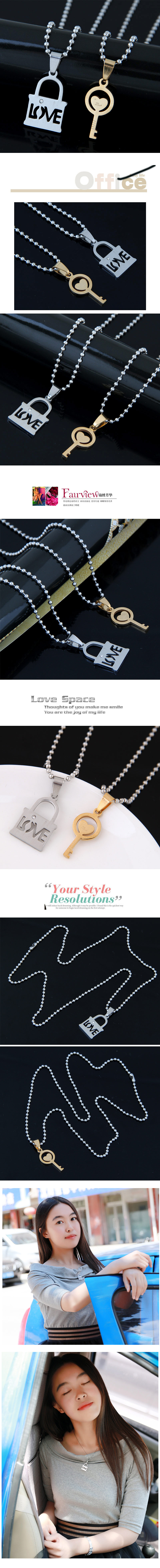 Fashion Stainless Steel Key Lock Necklace display picture 1