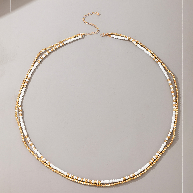 Retro Golden Handmade Round Beaded Necklace display picture 2