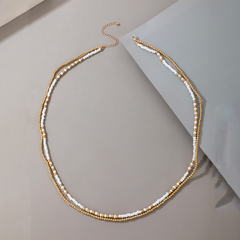 Retro Golden Handmade Round Beaded Necklace display picture 3