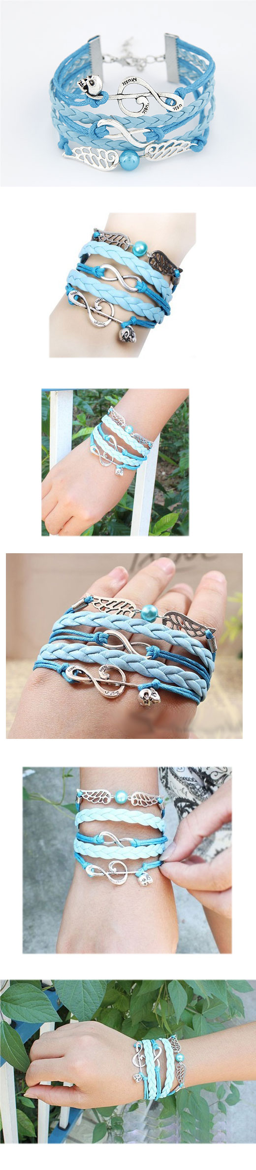 Retro Creative Happy Note Unlimited Braided Bracelet display picture 1