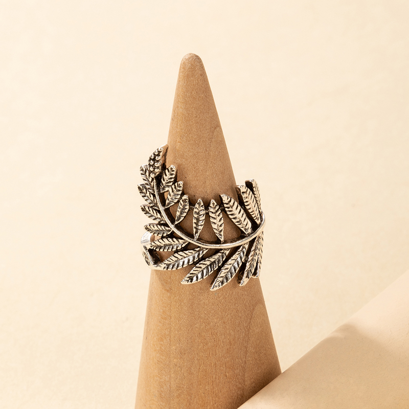 Retro Style Bohemian Leaf Ring display picture 6