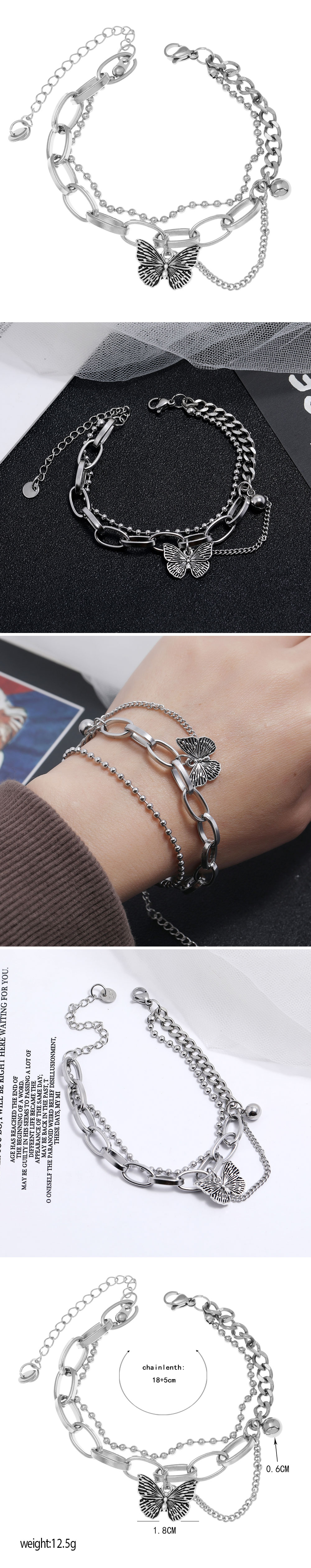 Korean Simple Stainless Steel Butterfly Bracelet display picture 1