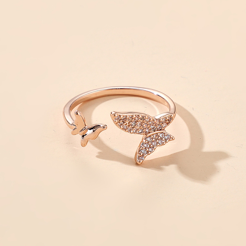 Korea's Simple Diamond Butterfly Open Ring display picture 2