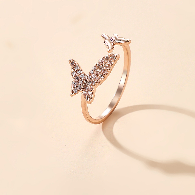 Korea's Simple Diamond Butterfly Open Ring display picture 3