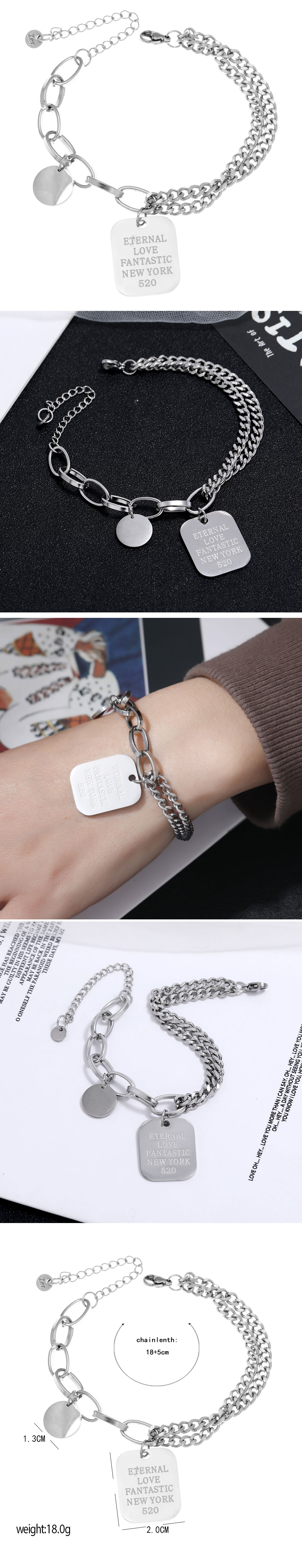 Korean Fashion Stainless Steel Shield Pendant Bracelet display picture 1