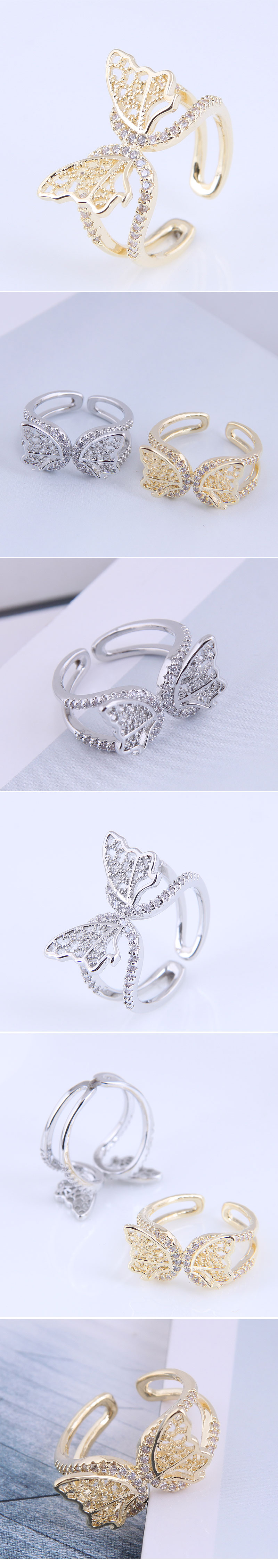 Korean Fashion Copper Butterfly Open Ring display picture 1