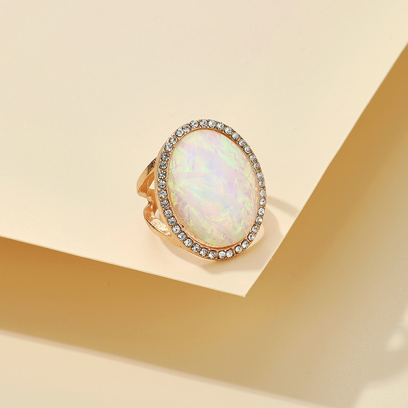 Retro Oval Colorful Gemstone Ring display picture 4