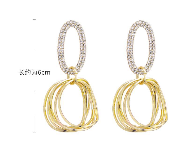 Gold Oval Hoop Earrings display picture 4