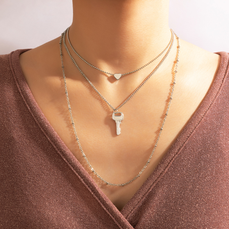 Simple Silver Three-layer Necklace display picture 1