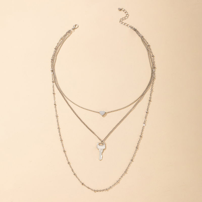 Einfache Silberne Dreilagige Halskette display picture 2