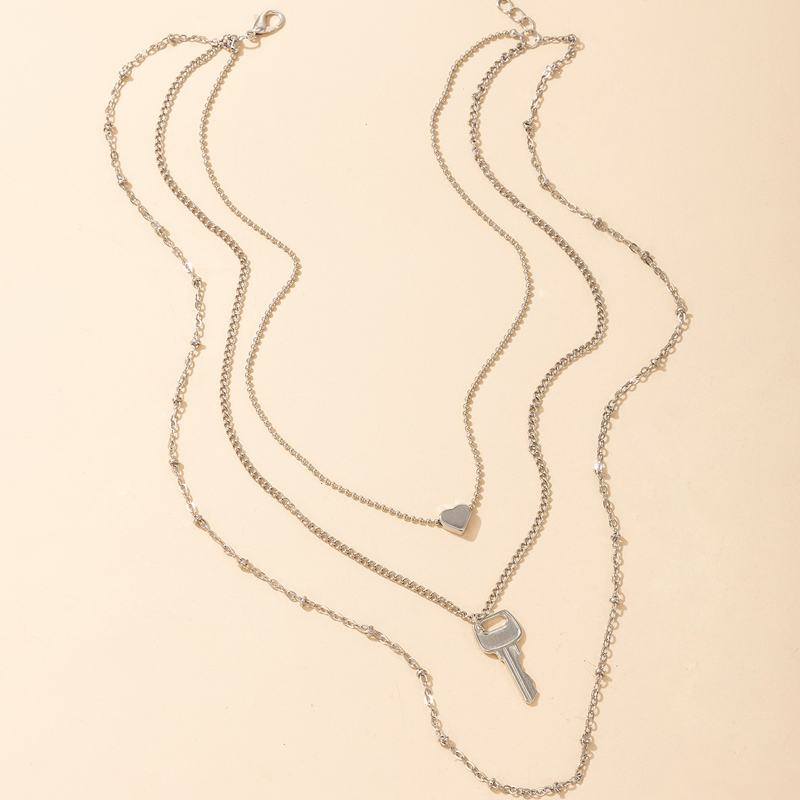 Einfache Silberne Dreilagige Halskette display picture 5
