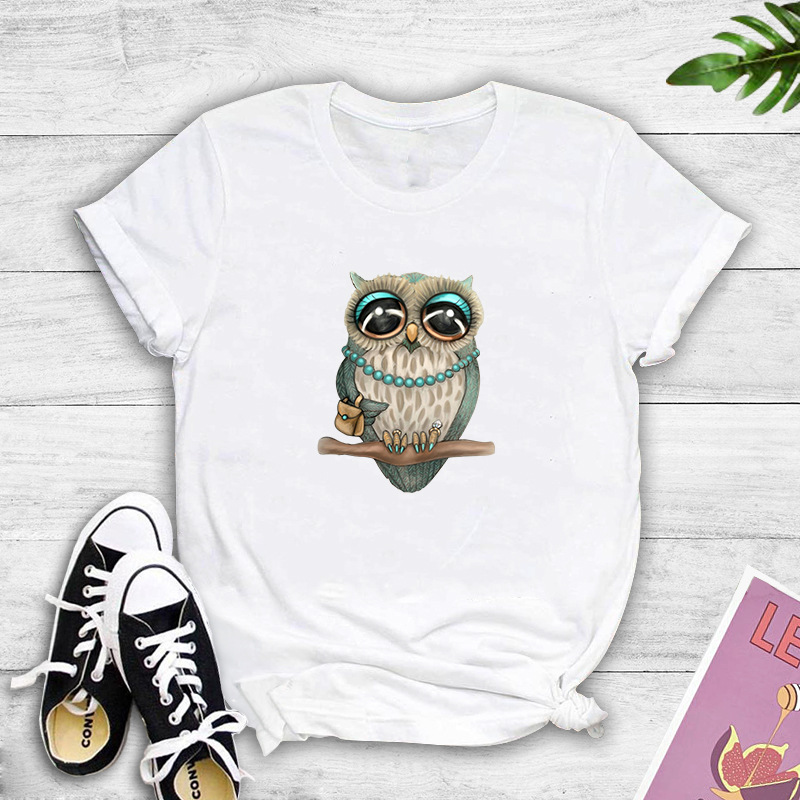 Cartoon Cute Owl Pop Print T-shirt display picture 2