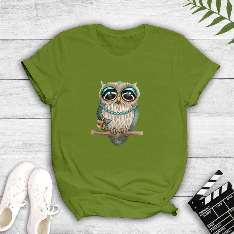 Cartoon Cute Owl Pop Print T-shirt display picture 6