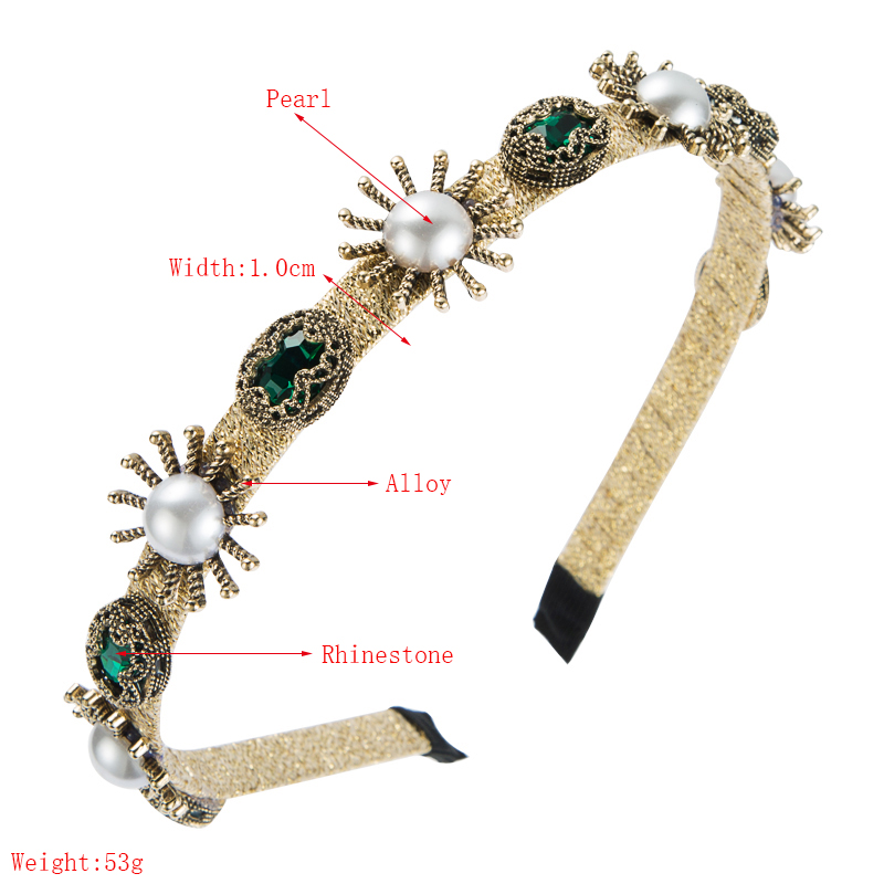 New Style Golden Pearl Flower Headband display picture 1