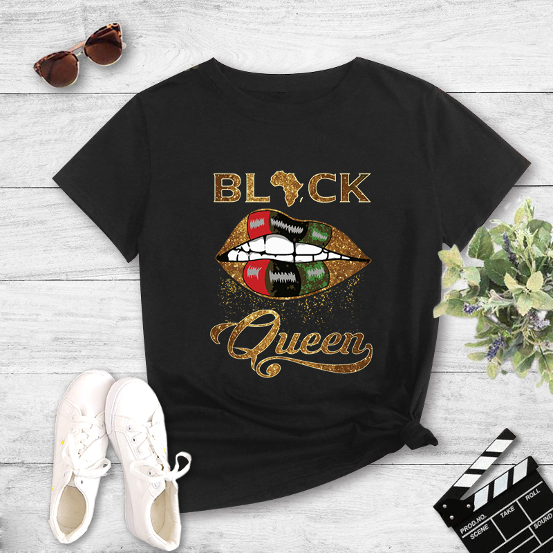 Fashion Queen Lip Print Casual T-shirt display picture 3