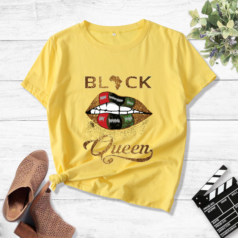 Fashion Queen Lip Print Casual T-shirt display picture 4