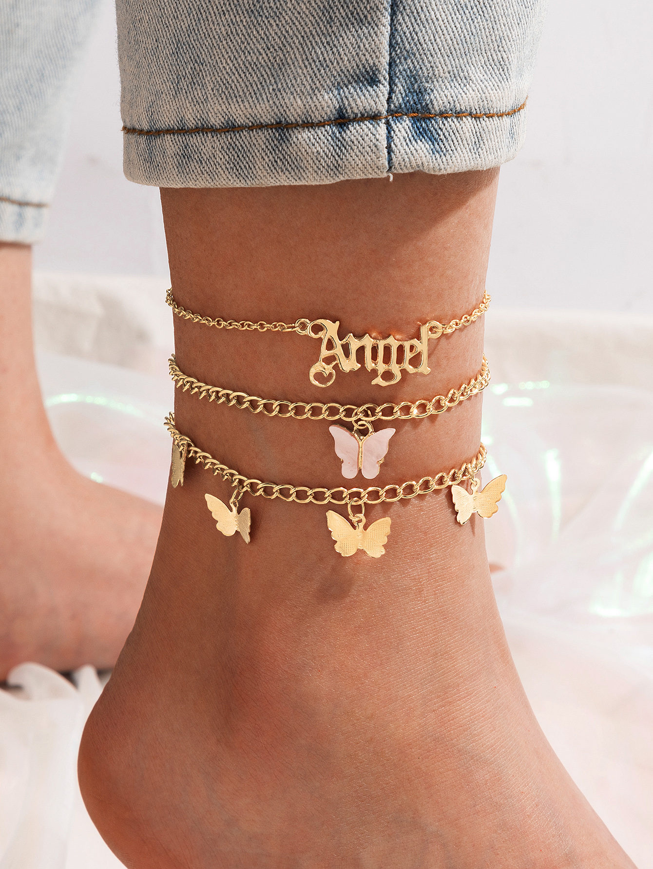 Bohemian Butterfly Pendant Three-layer Anklet display picture 2
