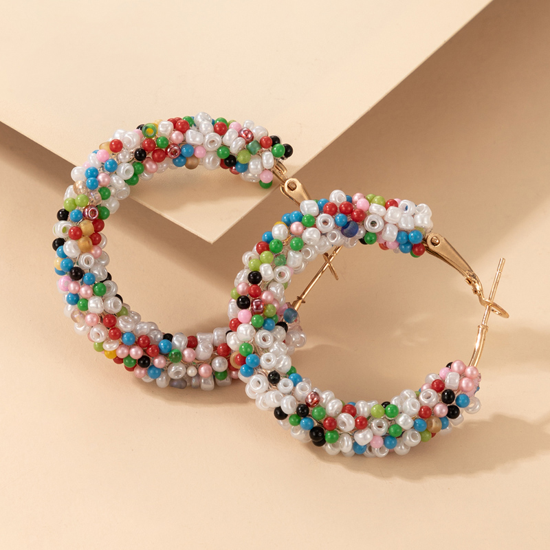 Boucles D&#39;oreilles Multicolores De Perles De Riz De Couleur Simple De Style Bohème display picture 1