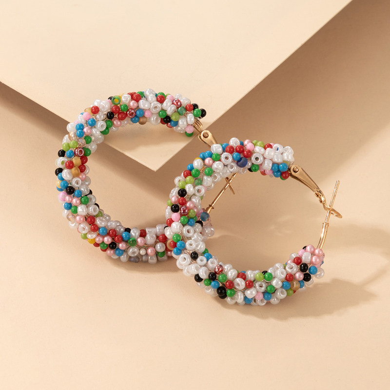 Boucles D&#39;oreilles Multicolores De Perles De Riz De Couleur Simple De Style Bohème display picture 2