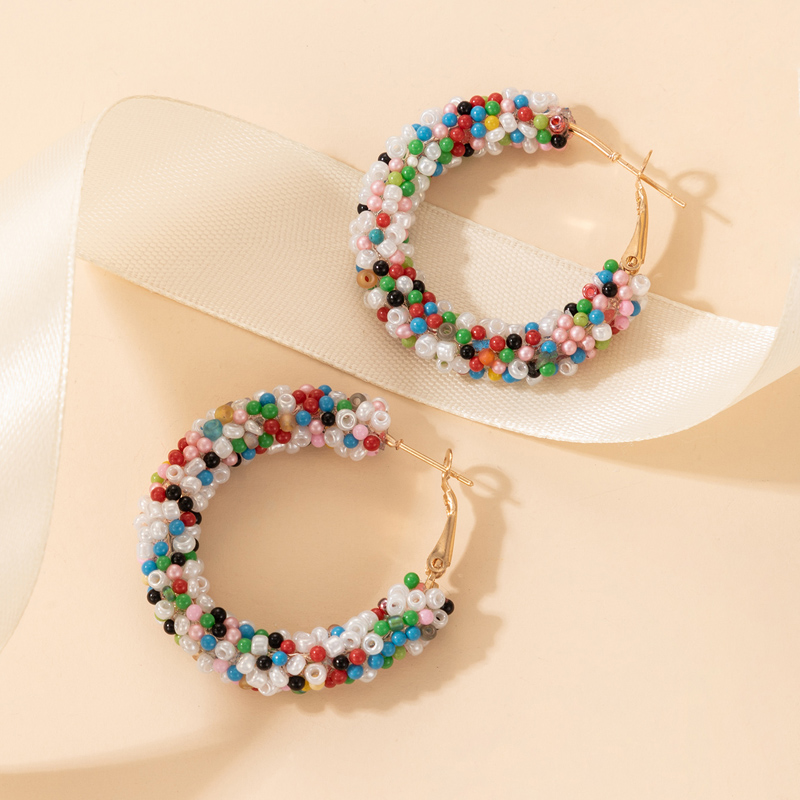Boucles D&#39;oreilles Multicolores De Perles De Riz De Couleur Simple De Style Bohème display picture 4