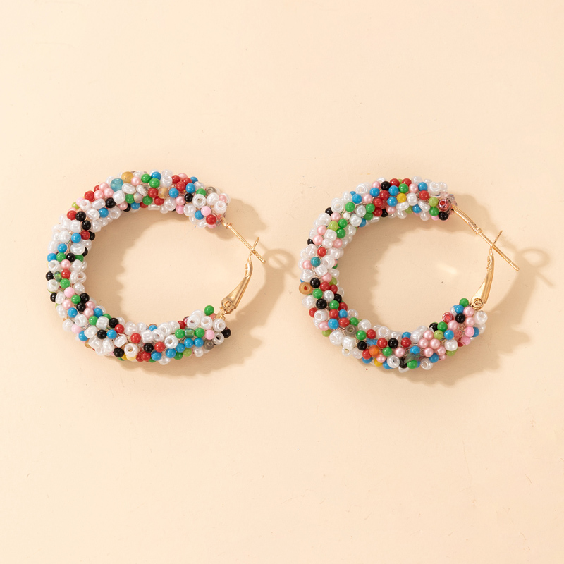 Boucles D&#39;oreilles Multicolores De Perles De Riz De Couleur Simple De Style Bohème display picture 5