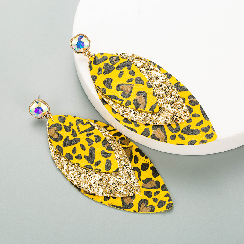 Böhmische Mehrschichtige Ohrringe Mit Leopardenmuster Aus Leder display picture 6