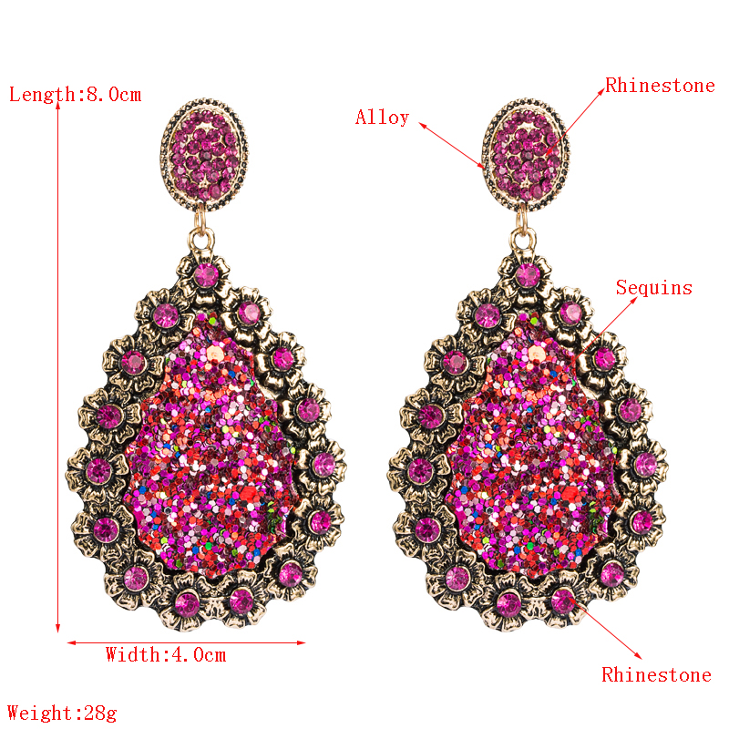 New Fashion Alloy Inlaid Rhinestone Sequin Earrings display picture 1