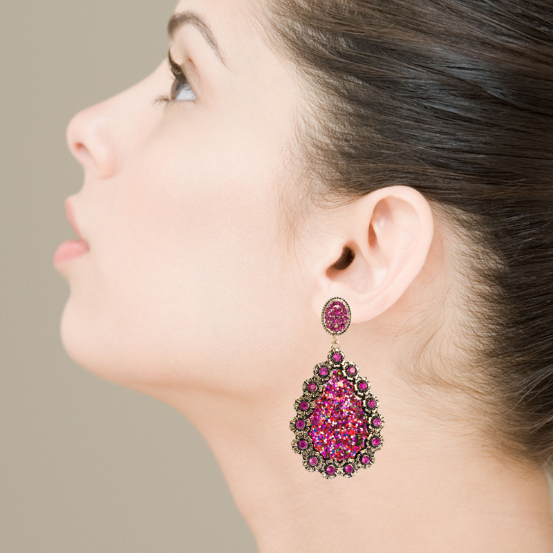 New Fashion Alloy Inlaid Rhinestone Sequin Earrings display picture 2