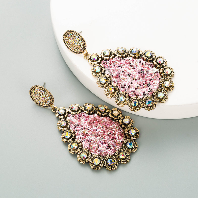 New Fashion Alloy Inlaid Rhinestone Sequin Earrings display picture 9