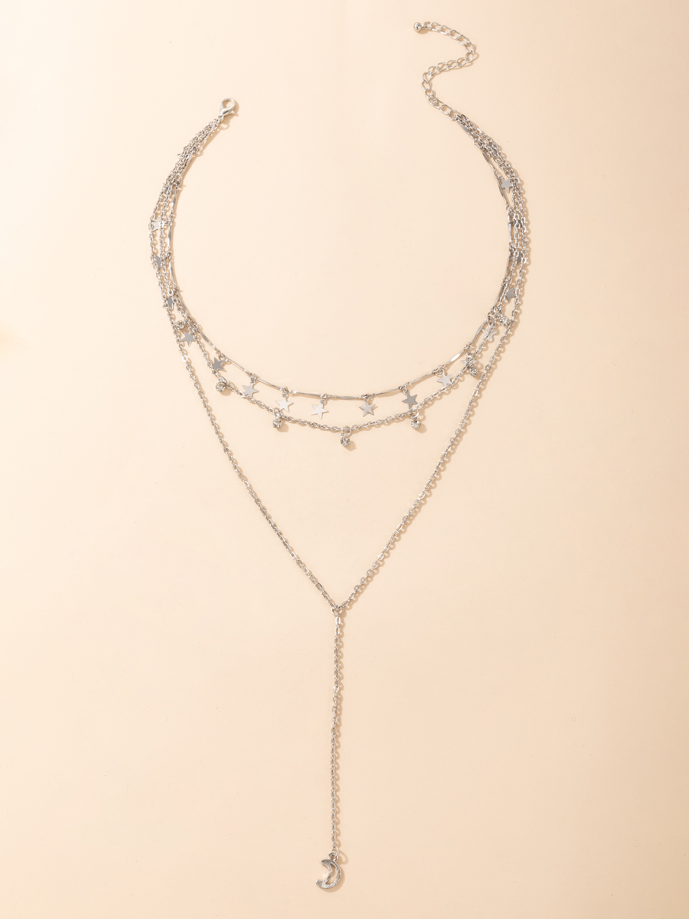 Moda Simple Estrella Campana Borla Luna Colgante Collar De Tres Capas display picture 3