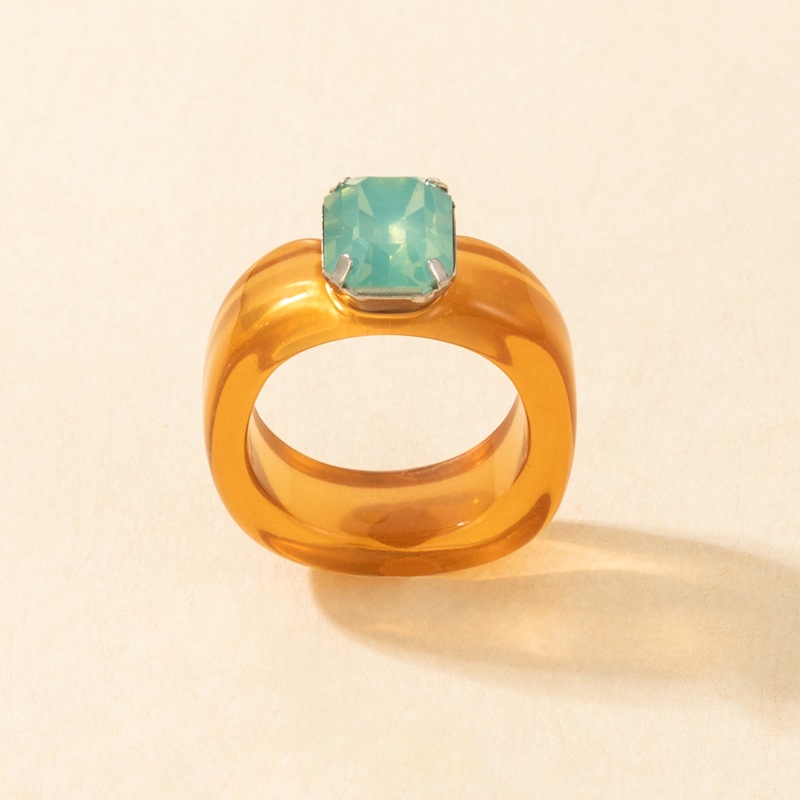 New Color Retro Gemstone Resin Ring display picture 2