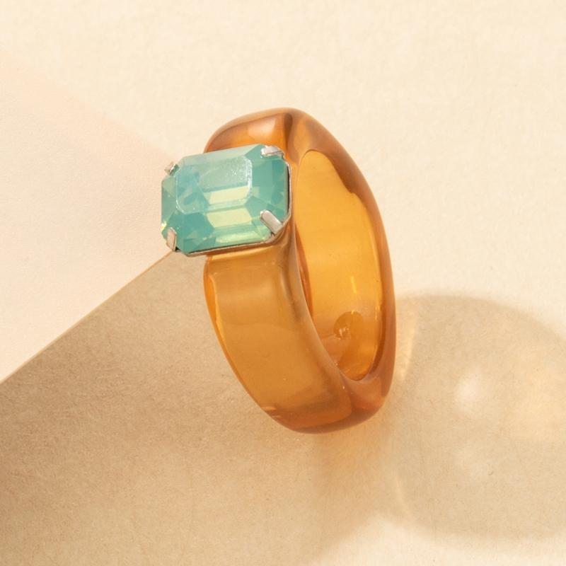 New Color Retro Gemstone Resin Ring display picture 3