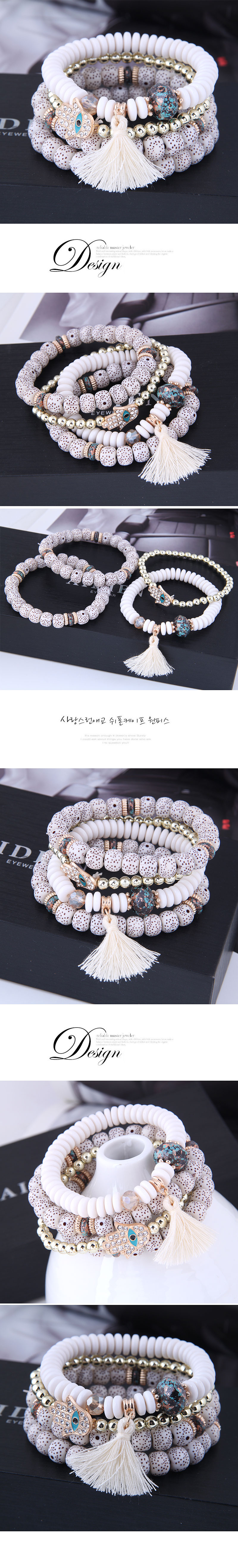 Bracelet Multicouche Simple Avec Perles De Palmier Et Diamants display picture 1